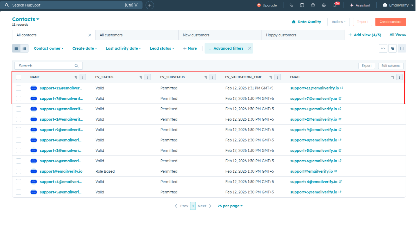 EmailVerify.io Statuses